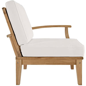 Modway Marina Outdoor Patio Teak Left-Facing Sofa - Natural White