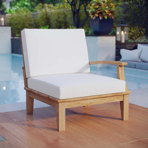 Modway Marina Outdoor Patio Teak Left-Facing Sofa - Natural White