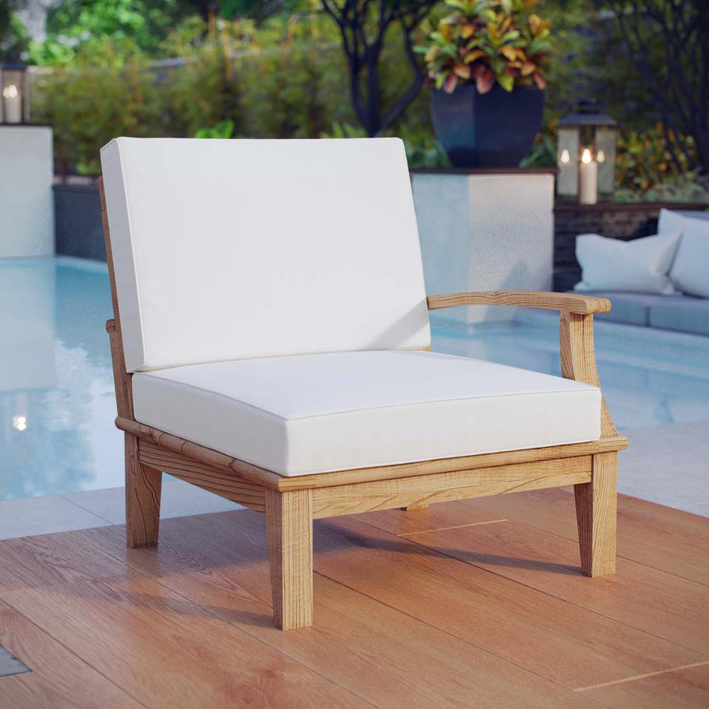 Modway Marina Outdoor Patio Teak Left-Facing Sofa - Natural White