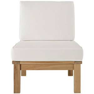 Modway Marina Armless Outdoor Patio Teak Sofa - Natural White