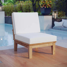 Modway Marina Armless Outdoor Patio Teak Sofa - Natural White
