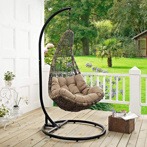 Modway Abate Outdoor Patio Swing Chair With Stand - Black Mocha